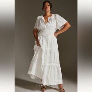 NWT Anthropologie Somerset White Linen Maxi Dress XL